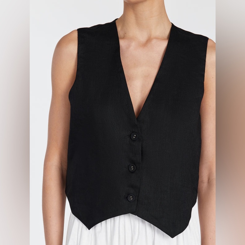 DISSH Banks Black Linen Vest - Picture 2 of 3